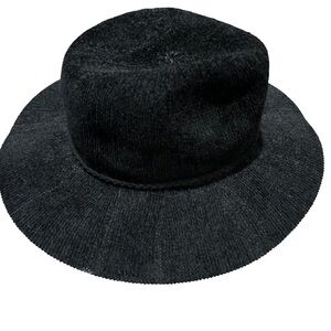Black Corduroy Felted Brim Hat